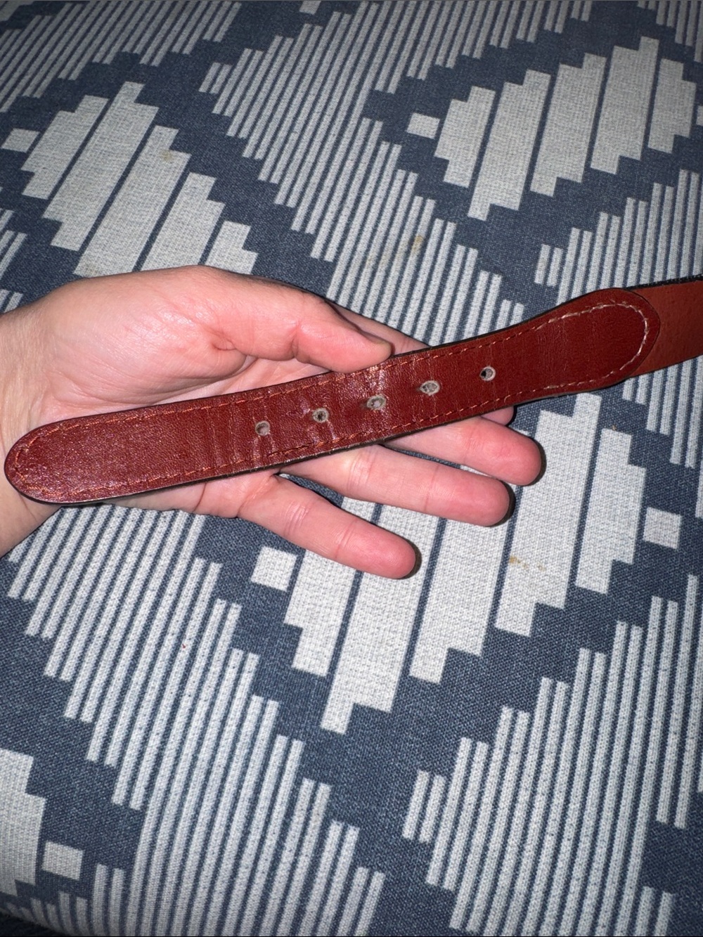 Smathers & Branson Baylor Belt Brown Leather Trim Green-Yellow Embroidery Size38 - Picture 6 of 9
